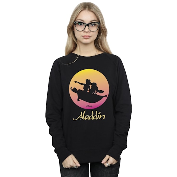 Disney Dam/Kvinnor Aladdin Flygande Solnedgång Sweatshirt XXL Svart Black XXL