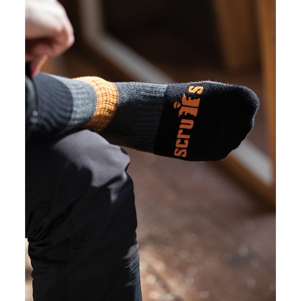 Scruffs Herr Trade Socks (3-pack) 10 UK-13 UK Svart/Grå/Orange Black/Grey/Orange 10 UK-13 UK