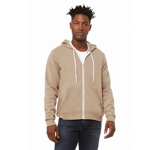 Canvas Unisex Dragkedja Polycotton Fleece Tröja med Huva / Luva Tan XL