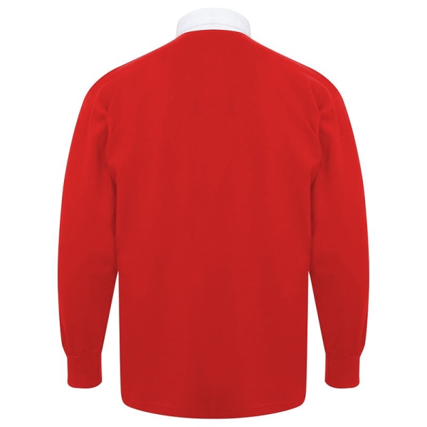 Front Row Långärmad Klassisk Rugby Polo Shirt 5XL Röd/Vit Red/White 5XL