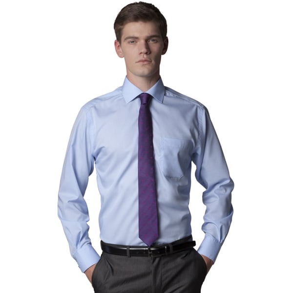 Kustom Kit Herr Premium icke-järn långärmad skjorta 16 tum ljus Light Blue 16inch