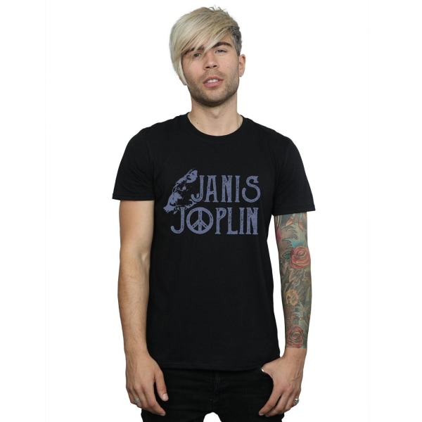 Janis Joplin T-shirt med logotyp för män, 3XL, svart Black 3XL