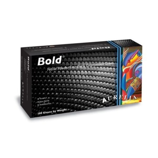 Aurelia Nitrile Bold engångshandskar (förpackning om 100) M Svart Black M