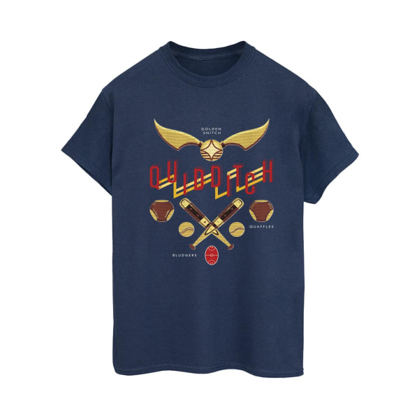 Harry Potter Dam/Kvinnor Quidditch Golden Snitch Bomull Boyfriend T-Shirt Navy Blue XXL