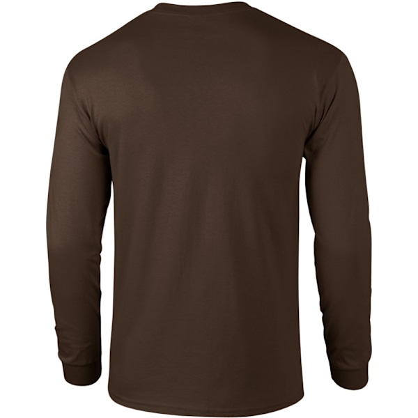 Gildan Herr Plain Crew Neck Ultra Cotton Långärmad T-shirt 2X Dark Chocolate 2XL