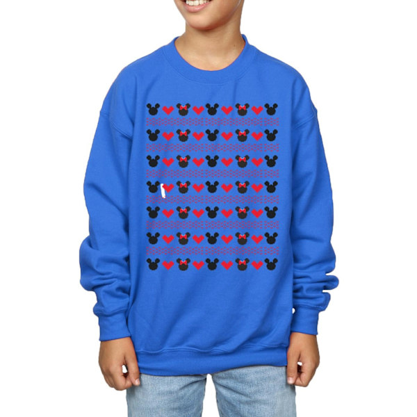 Disney Boys Mickey And Minnie Christmas Hearts Sweatshirt 9-11 Royal Blue 9-11 Years