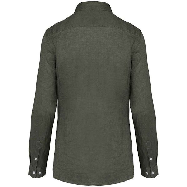 Native Spirit Dam/Dam Linen Långärmad Skjorta 16 UK Orga Organic Khaki 16 UK