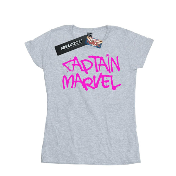 Marvel Womens/Ladies Captain Marvel Spray Text Bomull T-shirt X Sports Grey XL