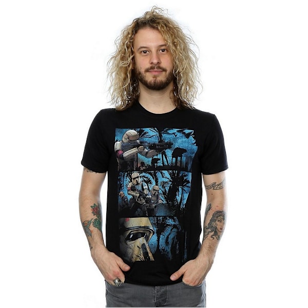 Star Wars: Rogue One Shoretrooper Comic Strip Bomull T-shirt för män Black 3XL