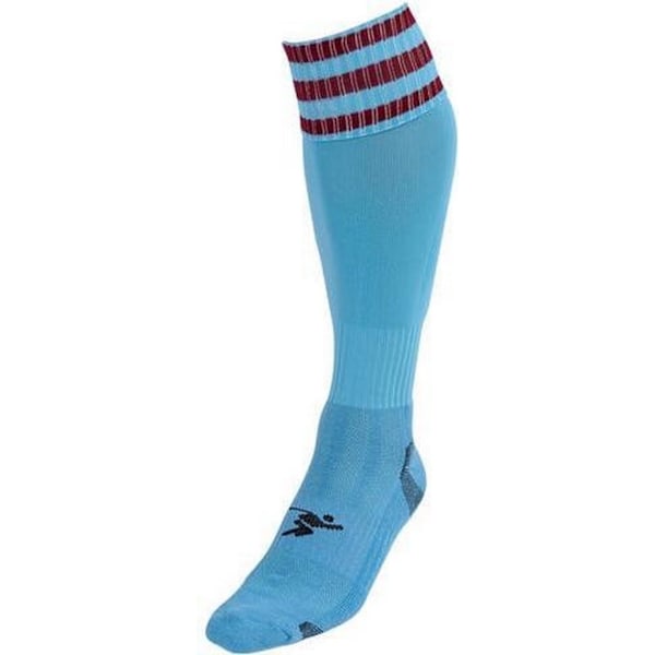Precision Barn/Barn 3 Ränder Proffs Fotbollsstrumpor 3 UK-6 UK Sky Blue/Maroon 3 UK-6 UK