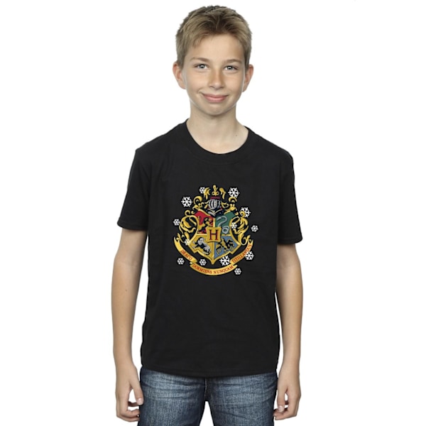 Harry Potter Pojkar Jul Crest T-shirt 7-8 år Svart Black 7-8 Years
