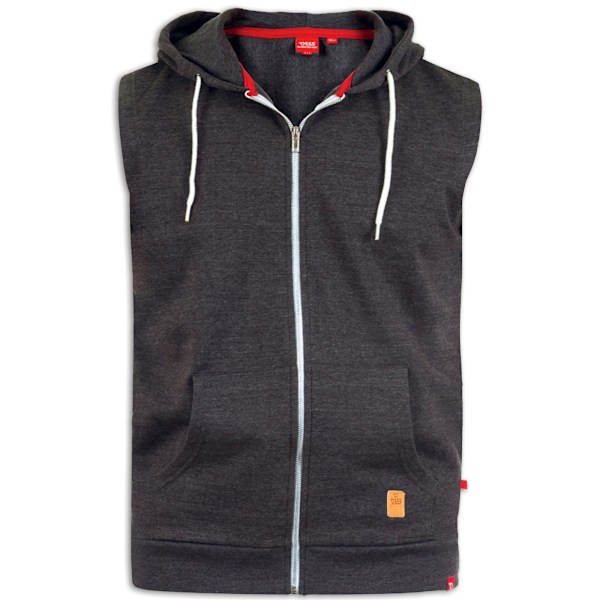 Duke Herr D555 Blake Kingsize Ärmlös Helzip Hoodie 4XL Kolgrå Charcoal Melange 4XL