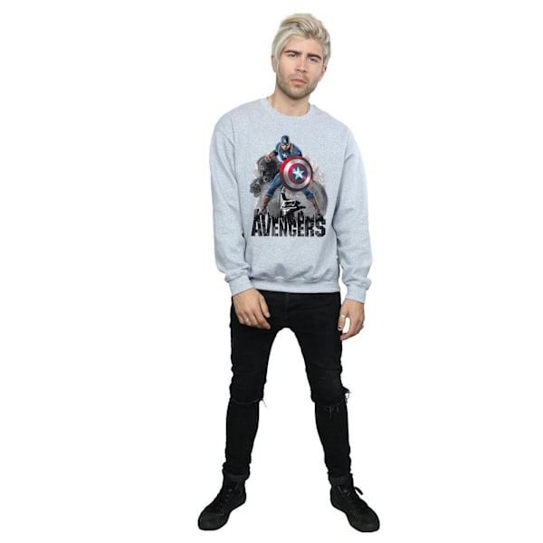 Marvel Herr Captain America Action Pose Sweatshirt L Sports Grå Sports Grey L