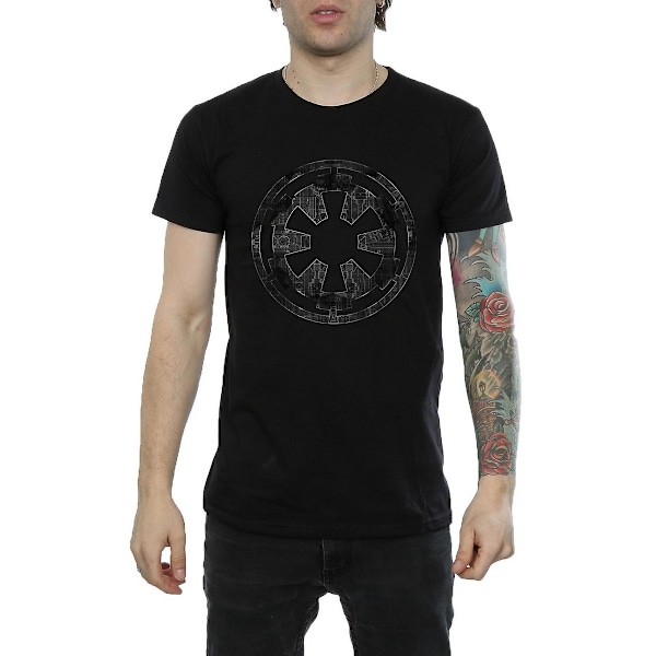 Star Wars: Rogue One T-shirt i bomull med motiv av Galactic Empire Plans för män Black M