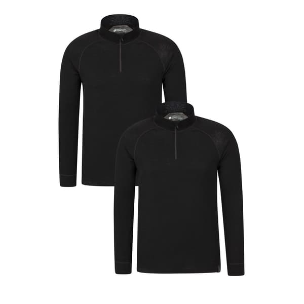Mountain Warehouse Merino Ull Baslager Topp (2-pack) Black M