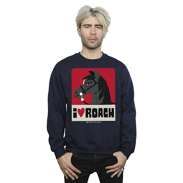 Netflix Mens The Witcher I Heart Roach Sweatshirt XXL Marinblå Navy Blue XXL