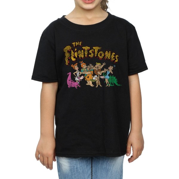 The Flintstones Girls Group Distressed Cotton T-Shirt 12-13 År Black 12-13 Years