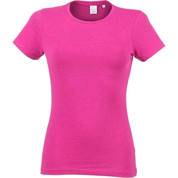 SF Dam/Kvinnor Feel Good Heather Stretch T-Shirt XL Rosa Pink XL
