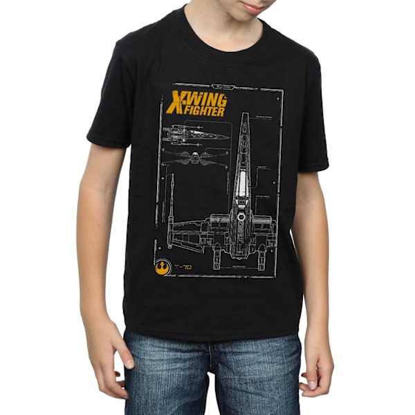 Star Wars Boys Force Awakens X-Wing Manual T-Shirt 9-11 år B Black 9-11 Years