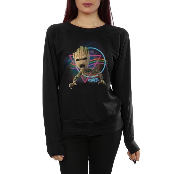 Marvel Dam/Kvinnor Guardians Of The Galaxy Neon Groot Sweatshirt Black S