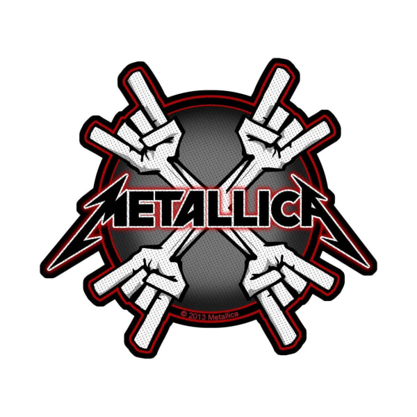Metallica Metal Horns Iron On Patch One Size Svart/Grå/Röd Black/Grey/Red One Size