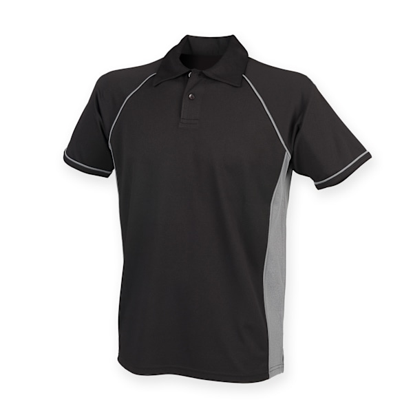 Finden & Hales Herr Piped Performance Sports Polo Shirt 3XL Bla Black/Gunmetal Grey 3XL