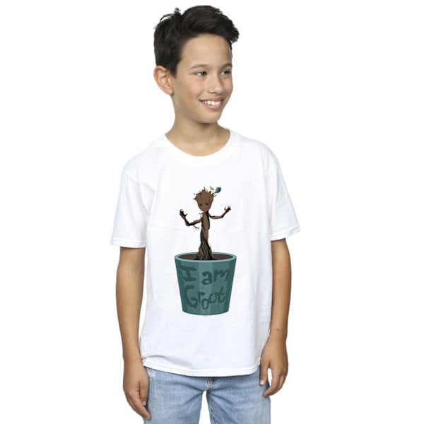 Marvel Boys Guardians Of The Galaxy Groot Blomkruka T-shirt 3- White 3-4 Years