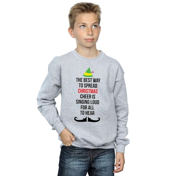 Elf Boys Christmas Cheer Text Sweatshirt 5-6 år Sports Grey Sports Grey 5-6 Years