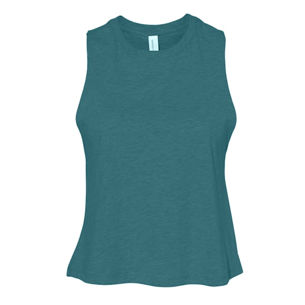 Bella Dam/Kvinnor Racer Back Cropped Sleeveless Tank Top XL D Deep Teal Heather XL