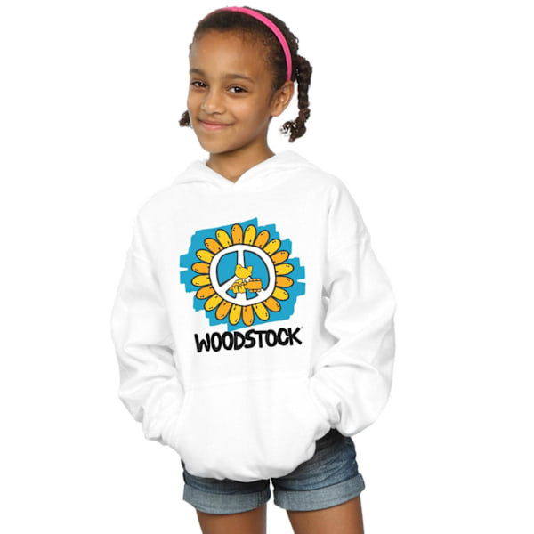 Woodstock Girls Flower Peace Hoodie 12-13 år Vit White 12-13 Years