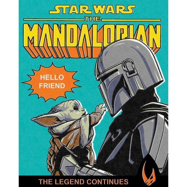 Star Wars: The Mandalorian Hello Friend Print 40cm x 50c Blue/Black/Yellow 40cm x 50cm
