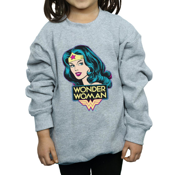 Wonder Woman Girls Head Cotton Sweatshirt 5-6 Years Sports Grey Sports Grey 5-6 Years