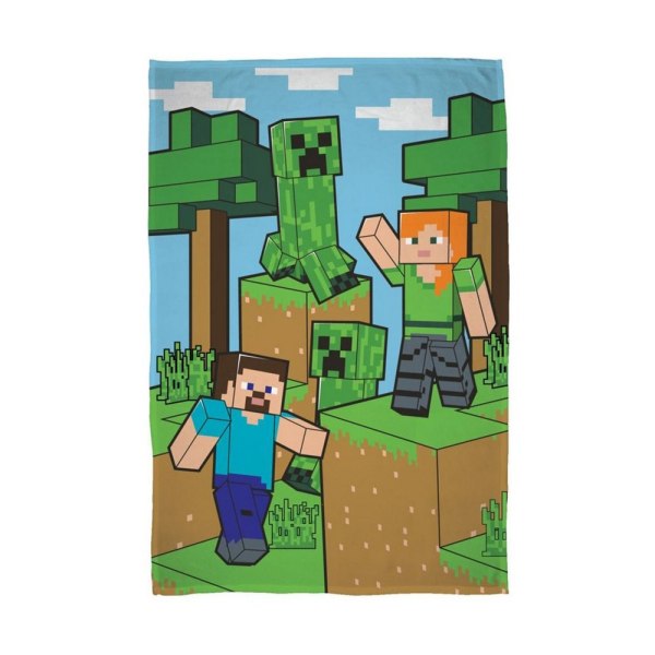 Minecraft Fleece Blocks Filt One Size Grön/Brun/Blå Green/Brown/Blue One Size