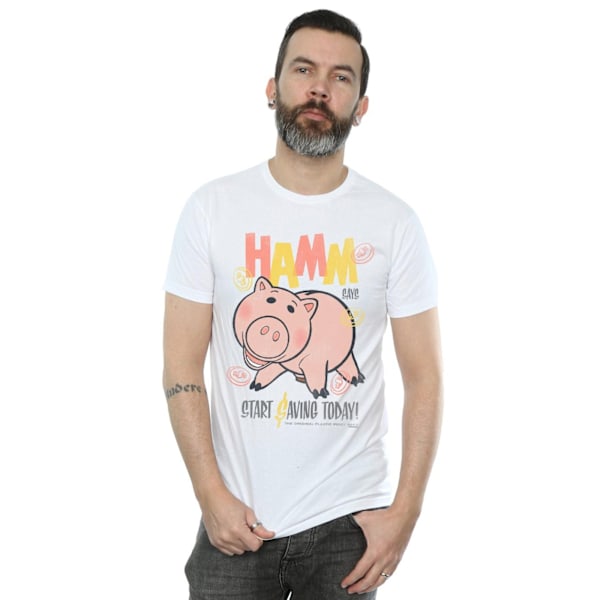 Disney Toy Story 4 Hamm The Piggy Bank T-shirt för män, 4XL, vit White 4XL