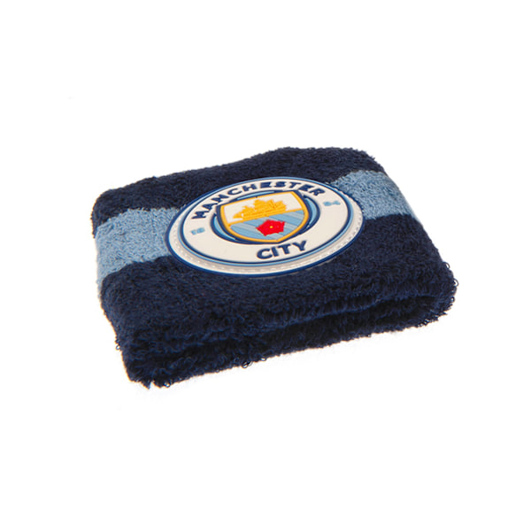 Manchester City FC Unisex Vuxen Crest Bomullsarmband (2-pack) Blue/Sky Blue One Size