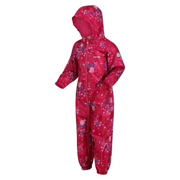 Regatta Barn/Kids Pobble Greta Gris Blommig Vattentät Regnkläder Pink Fusion 18-24 Months