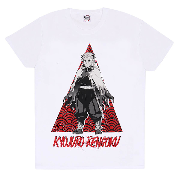 Demon Slayer Unisex Vuxen Kyojuro Rengoku T-shirt S Vit White S