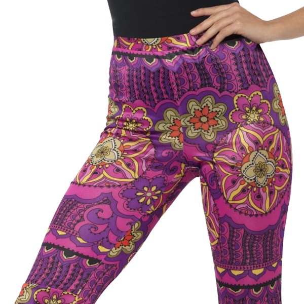 Smiffys Dam/Dam Psykedeliska Utsvängda Kostymbyxor M-L Pi Pink M-L