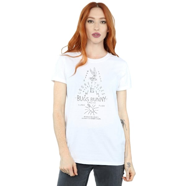 Looney Tunes Dam/Damer Bugs Bunny A Wild Hare Bomull Boyfriend T-Shirt White L