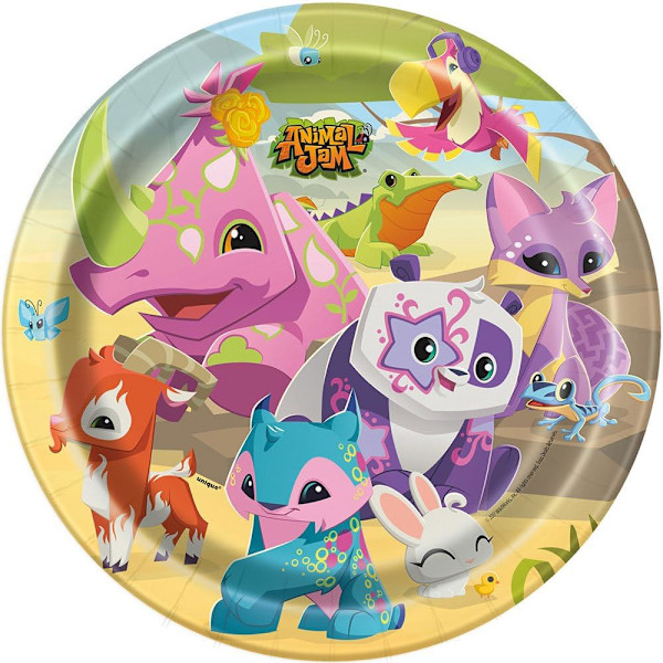 Animal Jam Cartoon Character Engångstallrikar (Förpackning om 8) En Multicoloured One Size