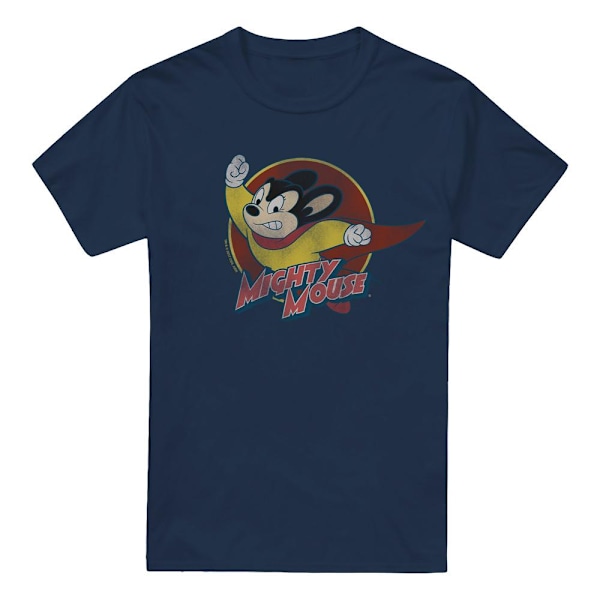 Mighty Mouse Herr Circle T-Shirt 4XL Marinblå Navy 4XL