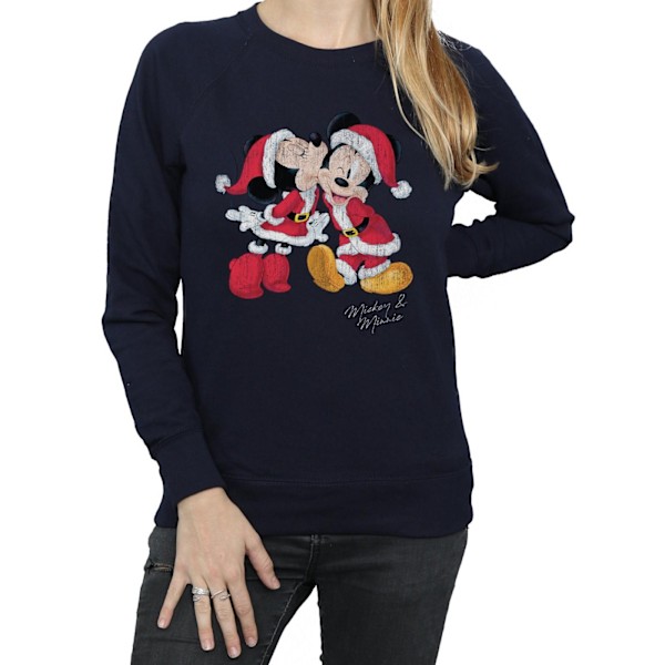 Disney Dam/Damer Mickey Och Minnie Jul Kyss Sweatshirt Navy Blue XL