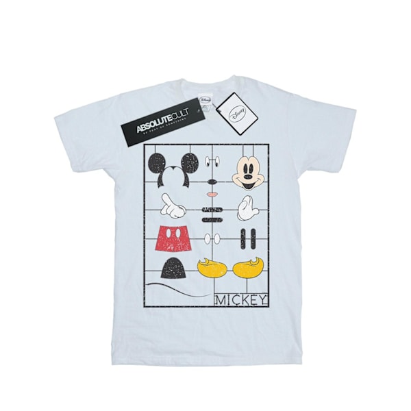 Disney Dam/Damer Mickey Mouse Construction Kit Bomull Boyfriend T-Shirt S Vit White S