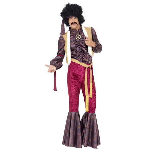 Smiffys Herr 70-tals Psychedelic Rocker Kostymset L Lila/Rosa Purple/Pink L