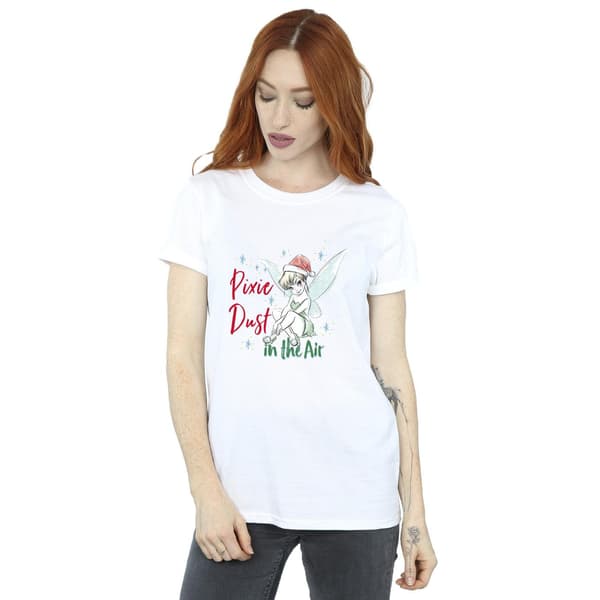 Disney Dam/Dam Tinker Bell Pixie Dust Bomull Boyfriend T-shirt White L