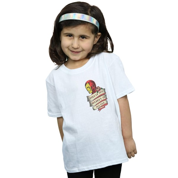 Marvel Girls Iron Man Tattoo Journey Brösttryck Bomull T-shirt White 9-11 Years