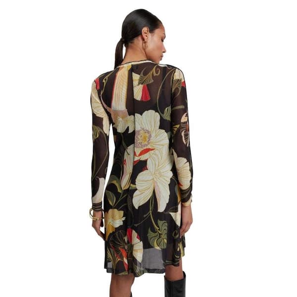 Ted Baker Dam/Kvinnor Blommig Mesh Midiklänning med Lång Ärm 14 Black 14 UK