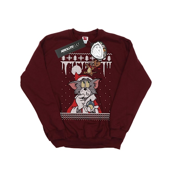 Tom And Jerry Pojkar Jul Fair Isle Sweatshirt 9-11 År Bu Burgundy 9-11 Years