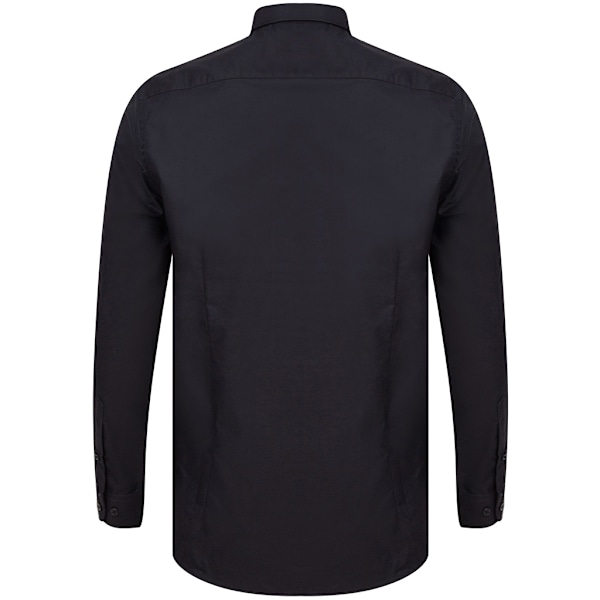 Henbury Herr Modern Long Sleeve Slim Fit Oxford Skjorta S Svart Black S