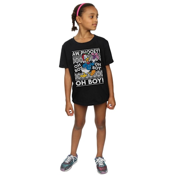 Disney Girls Donald Duck Jul Fair Isle Bomull T-shirt 5-6 Black 5-6 Years